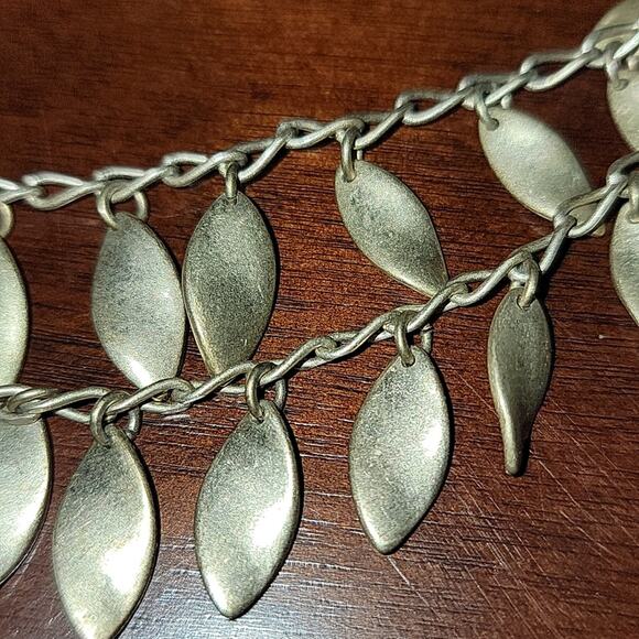 Ann Taylor Double Strand Leaf Necklace - Picture 2 of 3